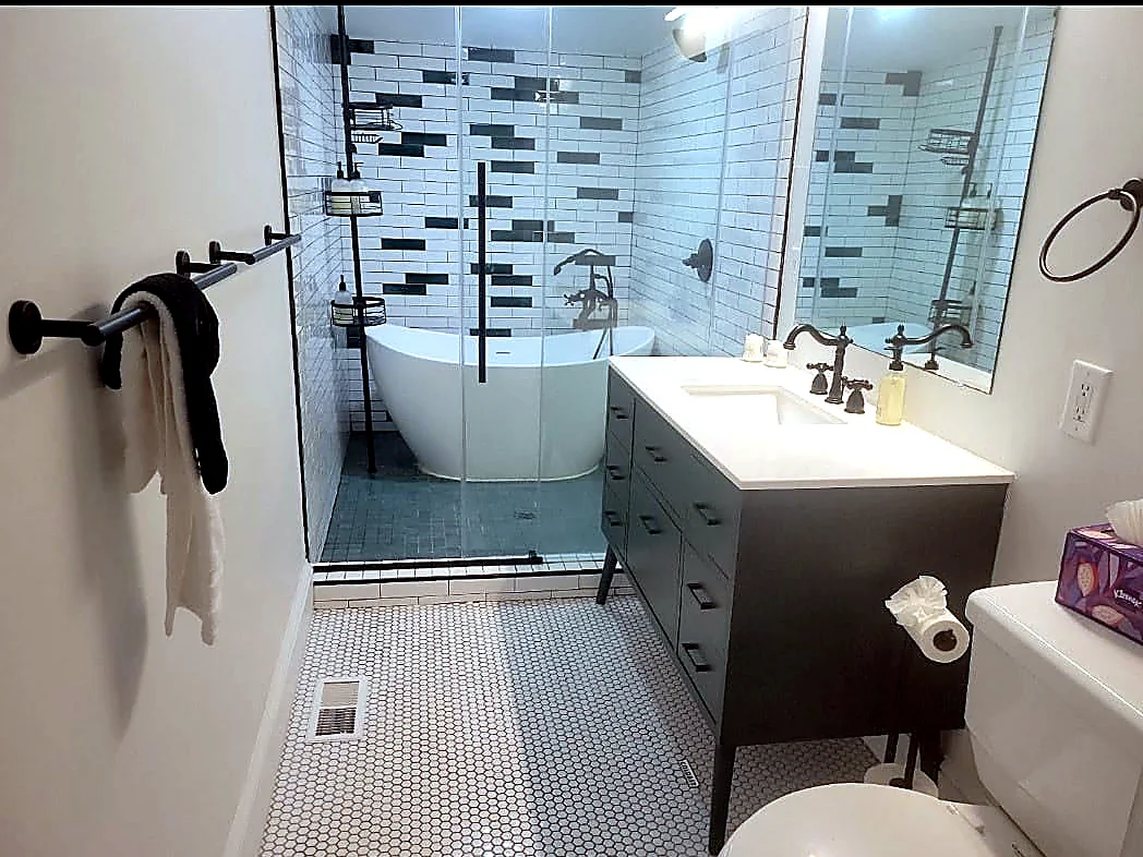 Clean modern bathroom with glass shower